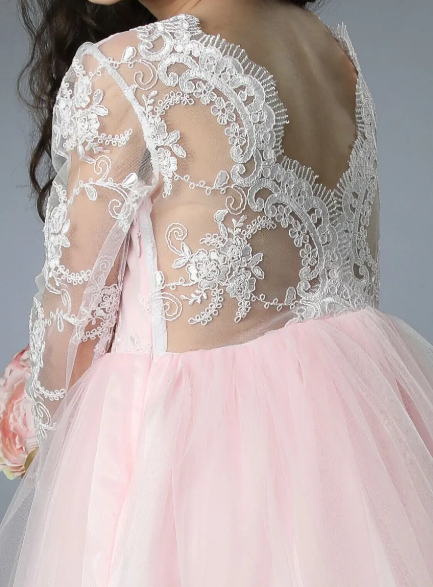 Robe cérémonie fille dentelle V au dos