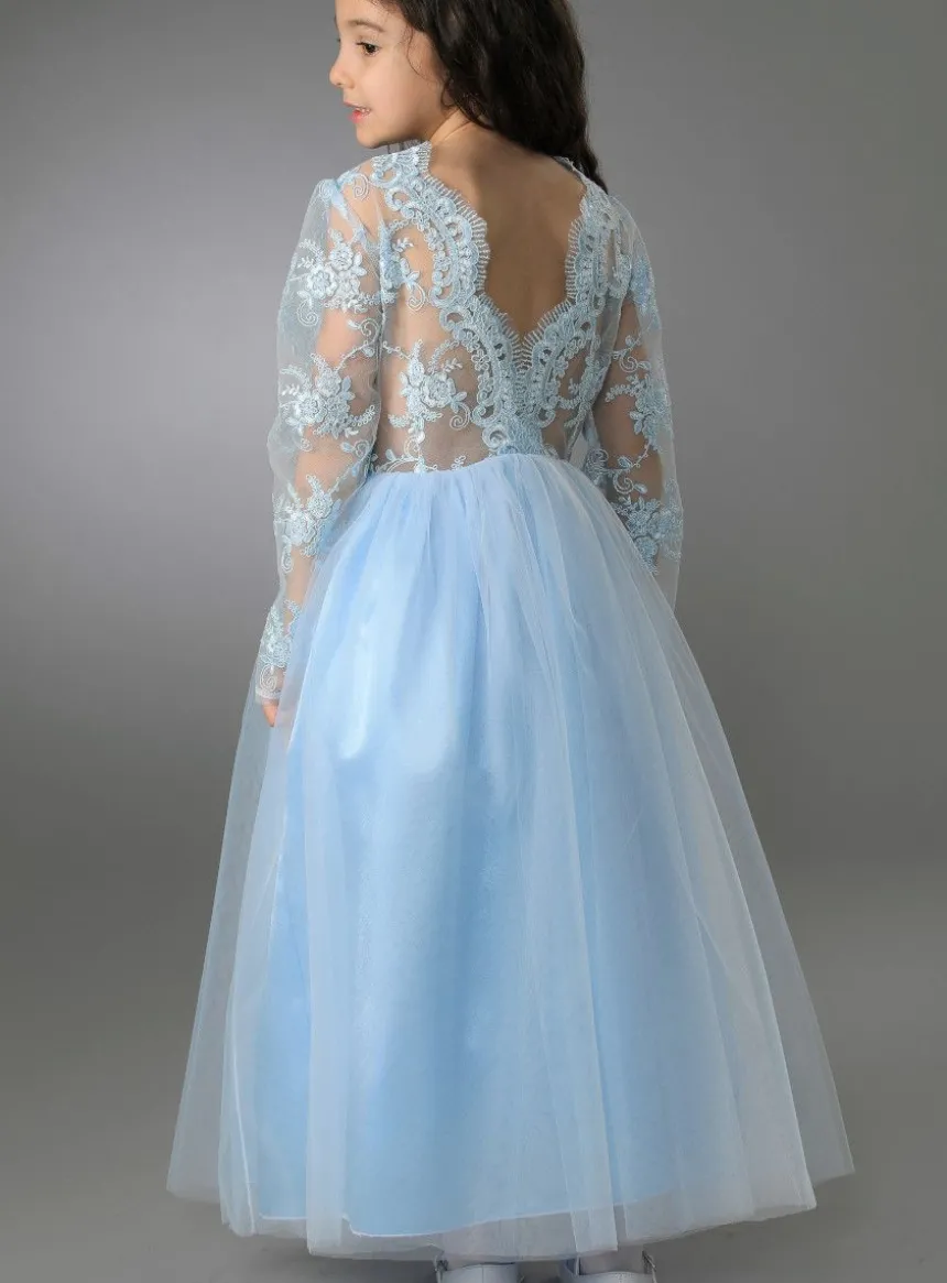 Robe cérémonie fille dentelle V au dos