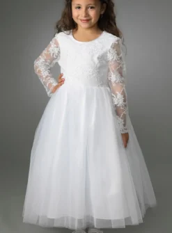 Robe cérémonie fille dentelle V au dos