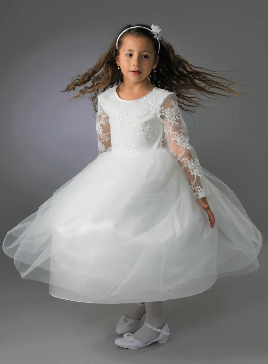 Robe cérémonie fille dentelle V au dos