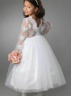 Robe cérémonie fille dentelle V au dos