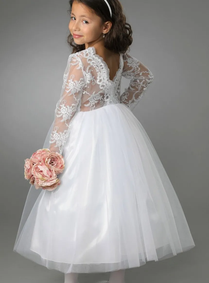 Robe cérémonie fille dentelle V au dos
