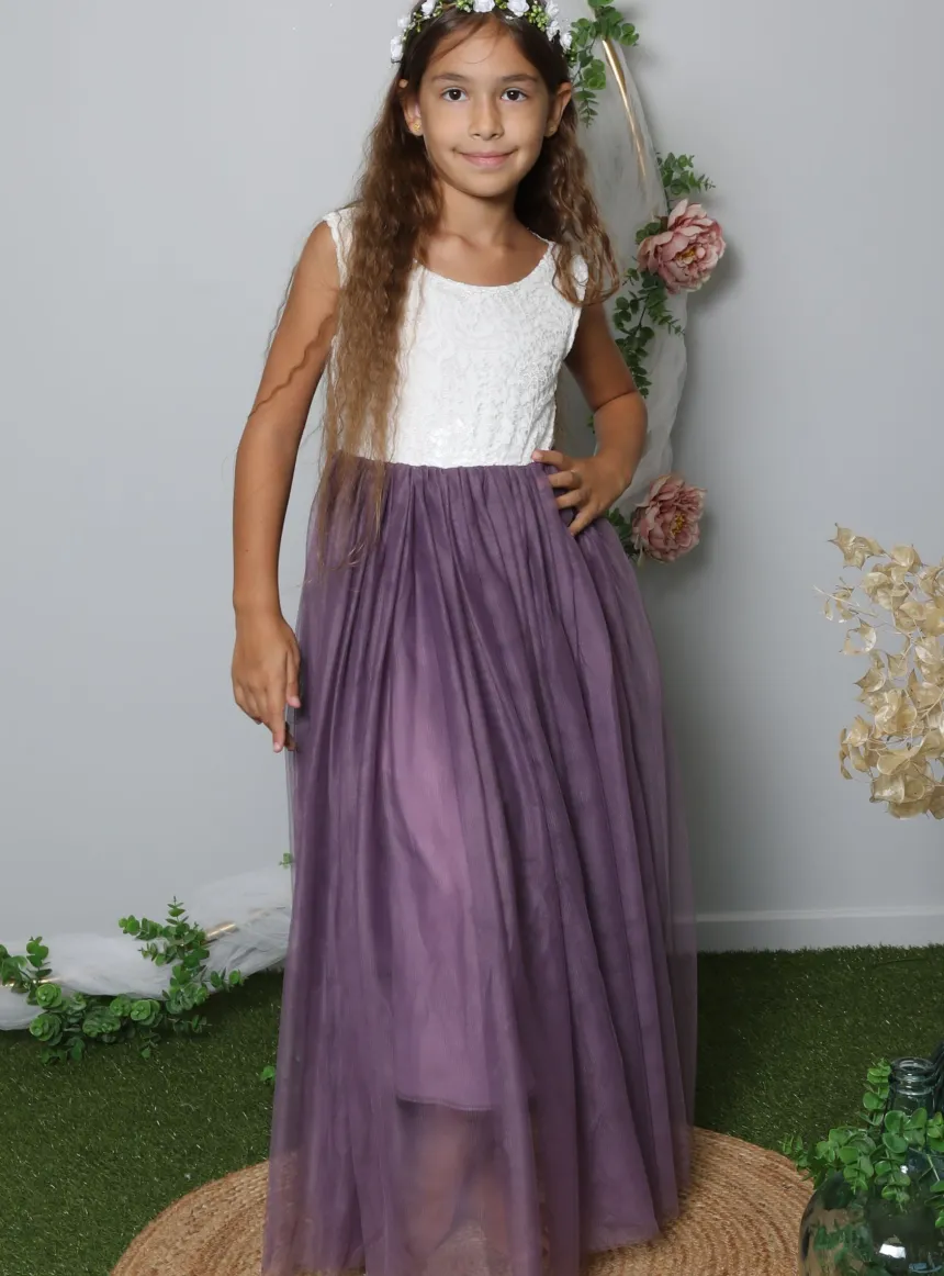 Robe cérémonie fille dos nu et dentelle