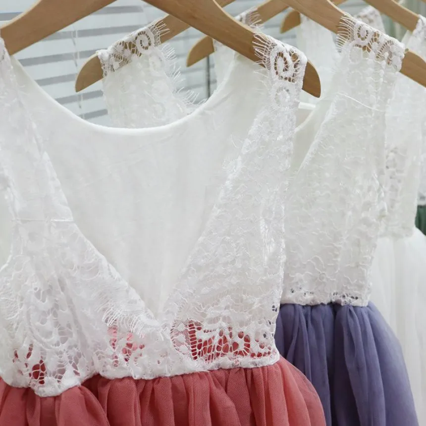 Robe cérémonie fille dos nu et dentelle
