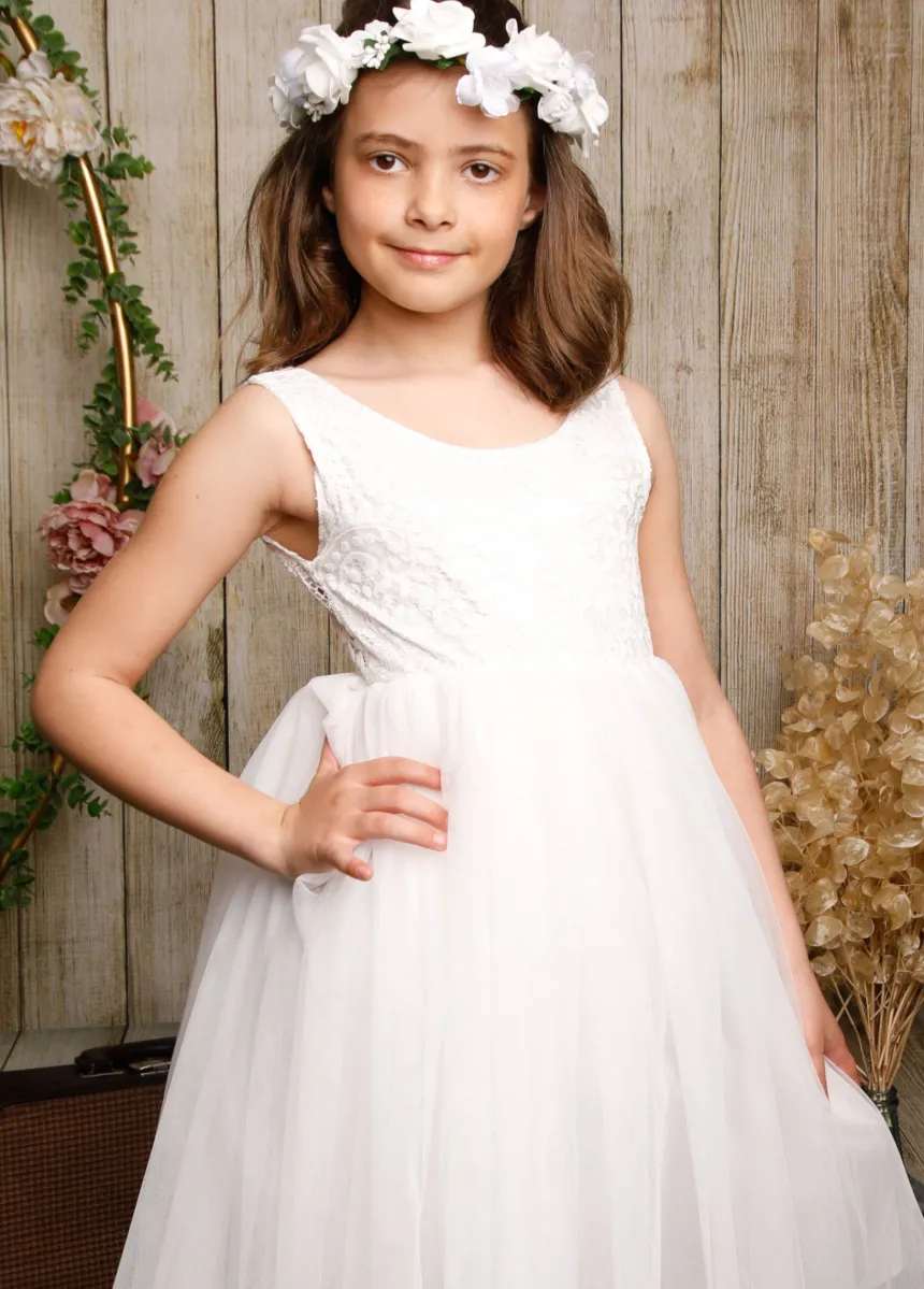 Robe cérémonie fille dos nu et dentelle