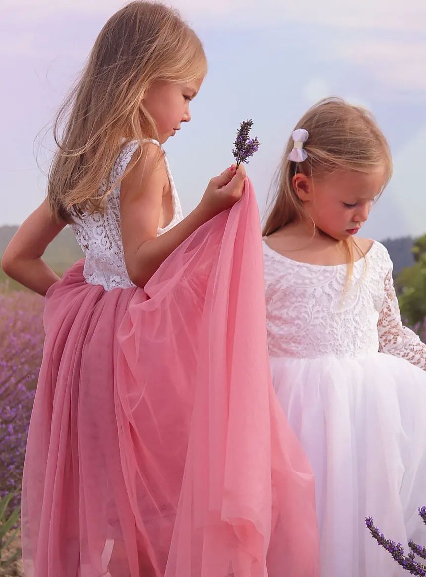 Robe cérémonie fille dos nu et dentelle