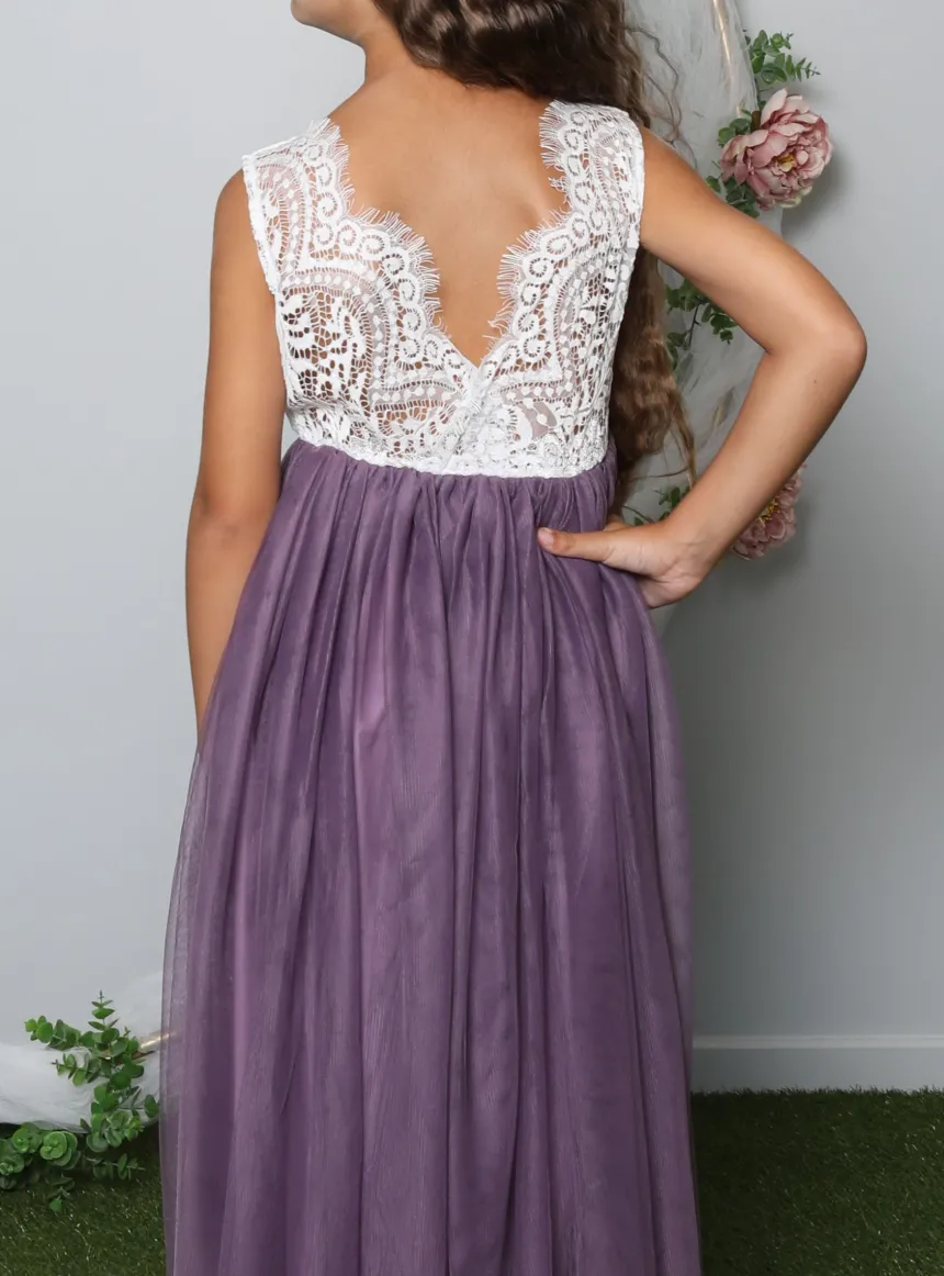 Robe cérémonie fille dos nu et dentelle