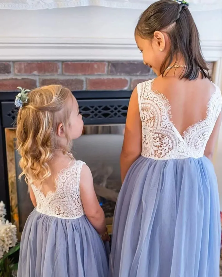 Robe cérémonie fille dos nu et dentelle
