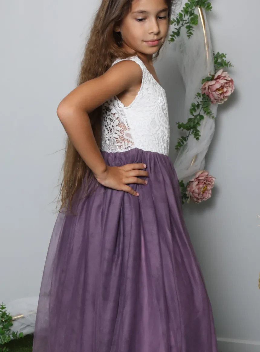 Robe cérémonie fille dos nu et dentelle