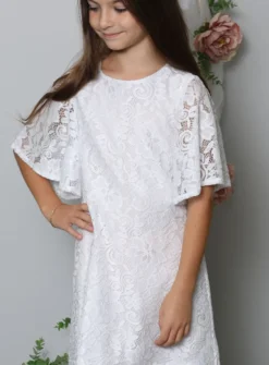 Robe cérémonie fille en dentelle blanche