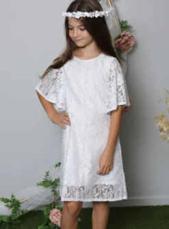 Robe cérémonie fille en dentelle blanche