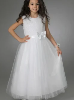 Robe cérémonie fille longue princesse Avelina blanche - gamme luxe