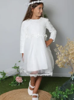 Robe cérémonie fille Maëlys manches longues
