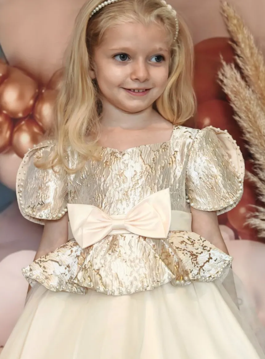 Robe cérémonie fille princesse dorée
