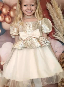 Robe cérémonie fille princesse dorée