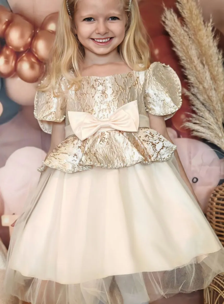 Robe cérémonie fille princesse dorée