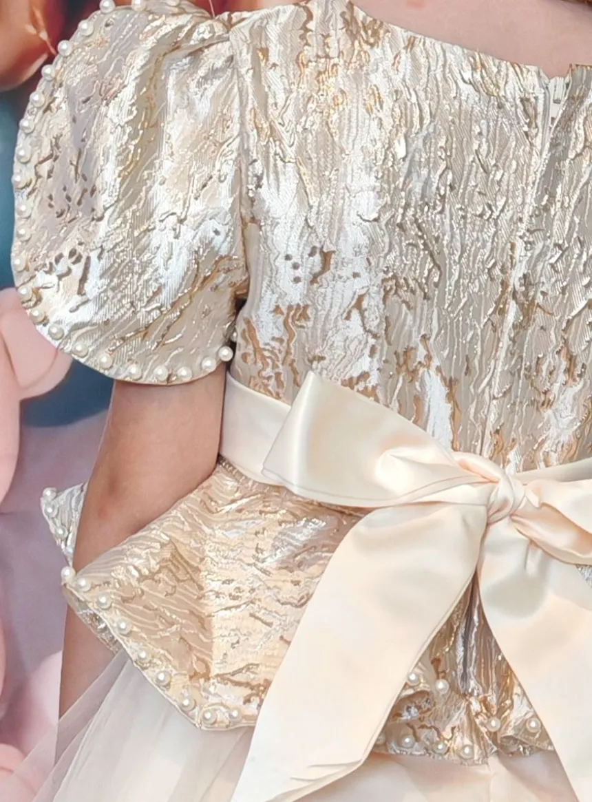 Robe cérémonie fille princesse dorée