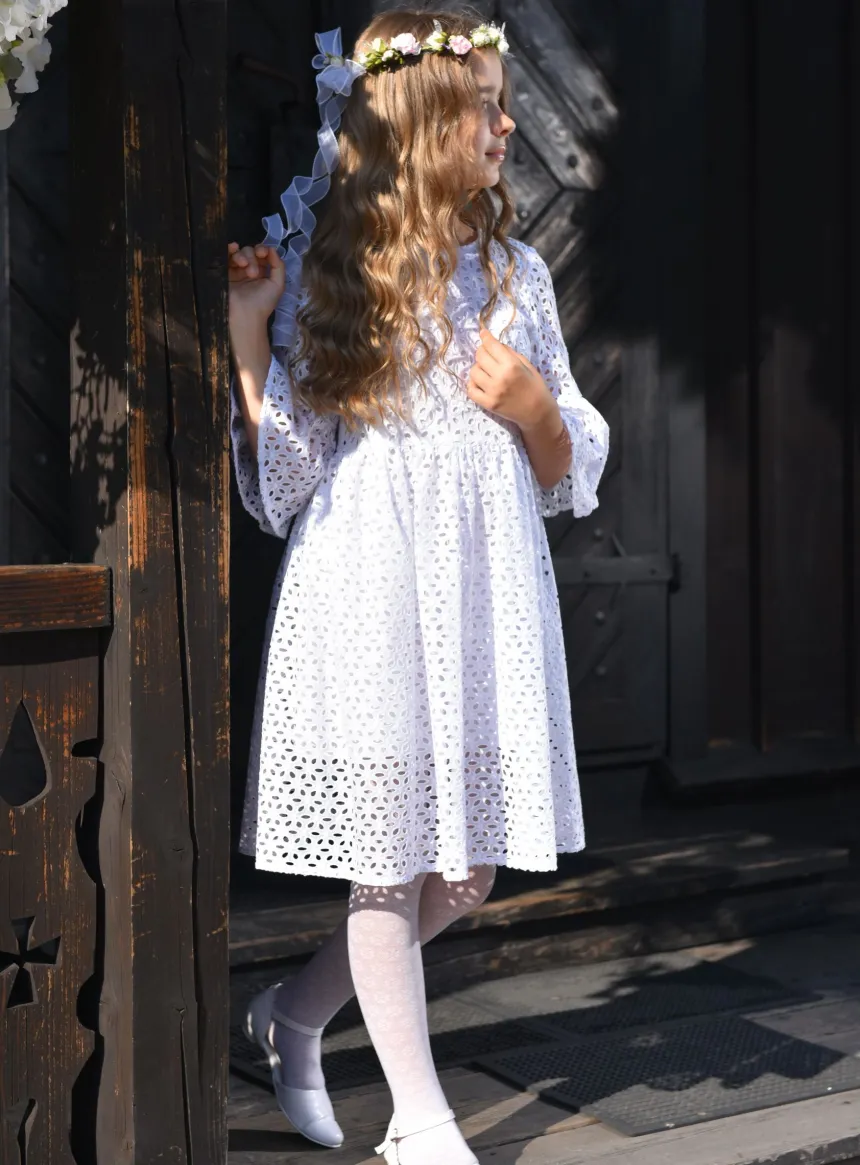 Robe cérémonie fille Tess dentelle blanche