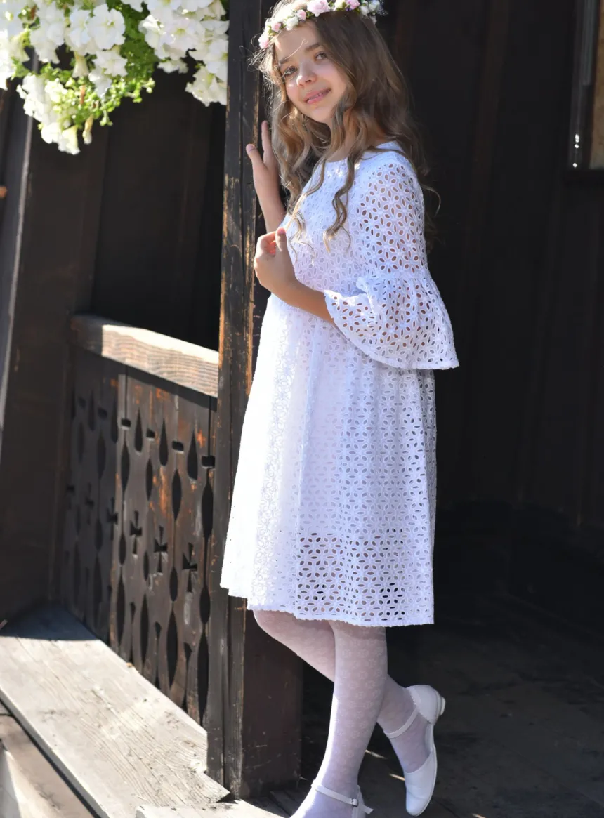 Robe cérémonie fille Tess dentelle blanche