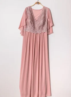 Robe cérémonie longue femme grande taille cape mousseline