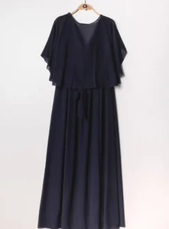 Robe cérémonie longue femme grande taille cape mousseline