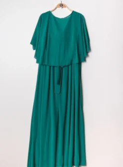 Robe cérémonie longue femme grande taille cape mousseline