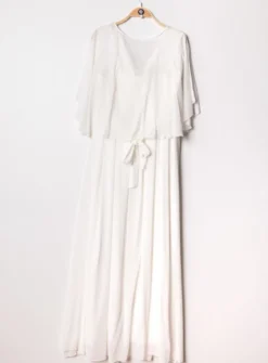 Robe cérémonie longue femme grande taille cape mousseline