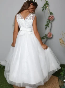 Robe cérémonie longue fille ivoire