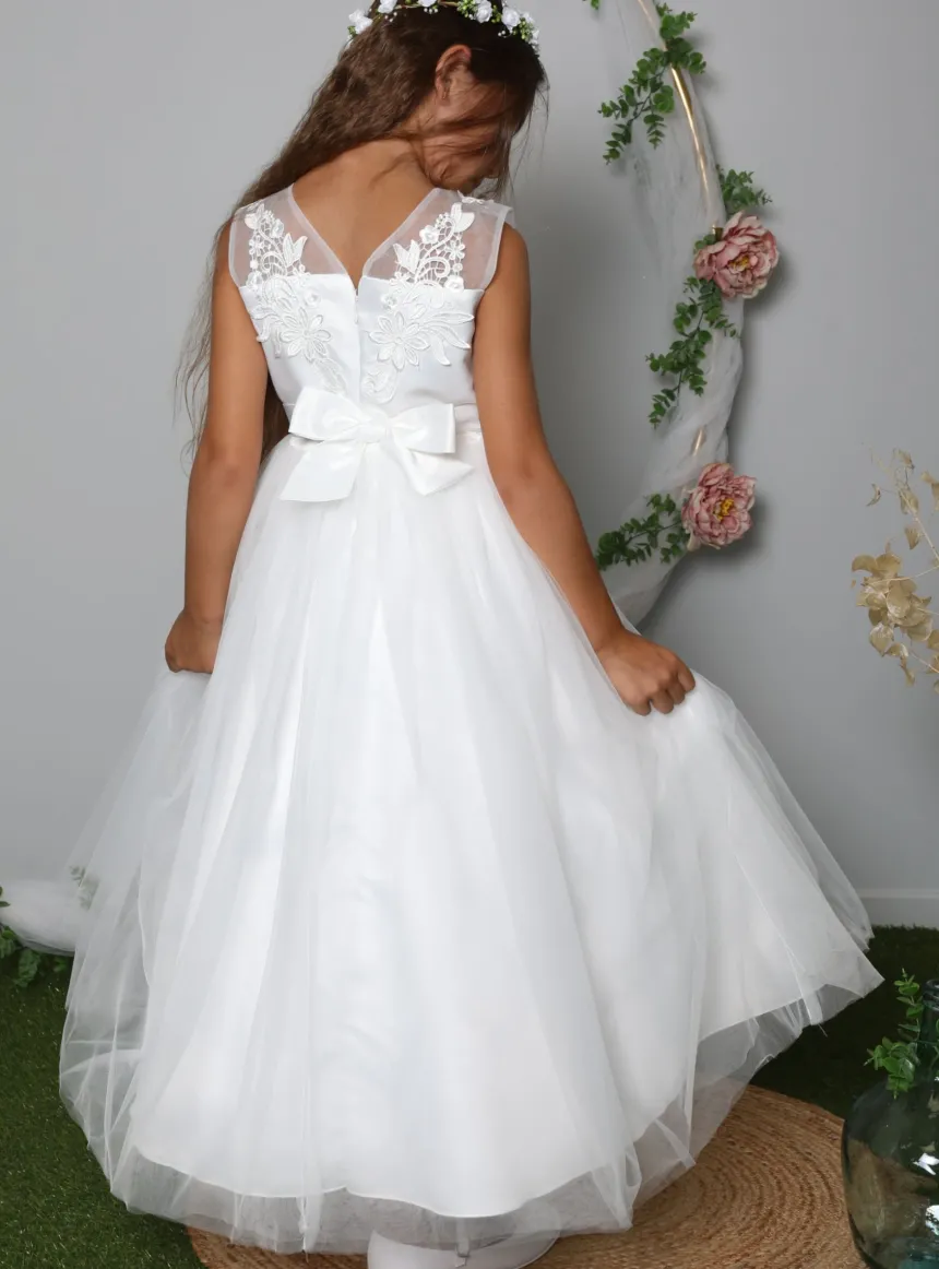 Robe cérémonie longue fille ivoire