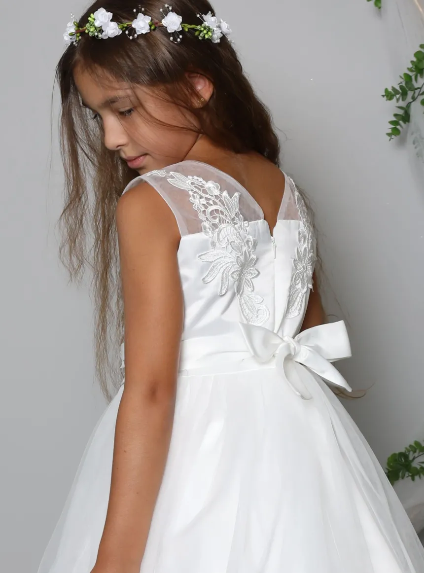 Robe cérémonie longue fille ivoire