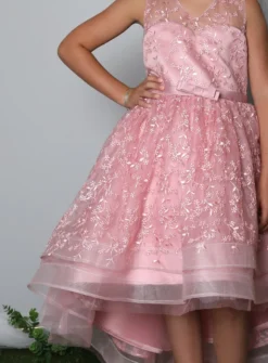 Robe cérémonie mariage fille Thaïs rose pêche