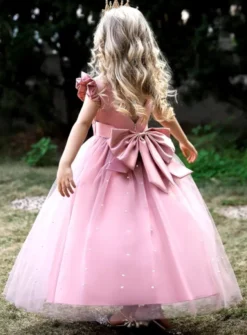 Robe cérémonie mariage longue fille Aude rose