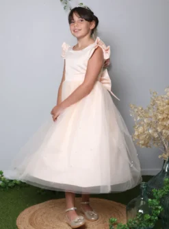 Robe cérémonie mariage longue fille Aude rose