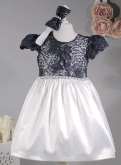 Robe cérémonie petite fille dentelle couleur + bandeau