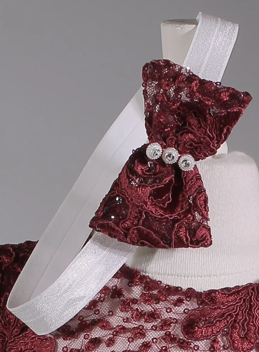 Robe cérémonie petite fille dentelle couleur + bandeau