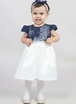 Robe cérémonie petite fille dentelle couleur + bandeau