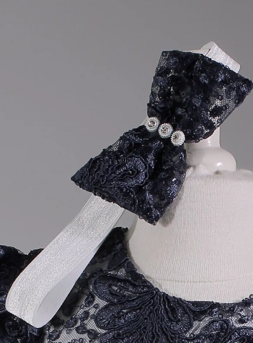 Robe cérémonie petite fille dentelle couleur + bandeau