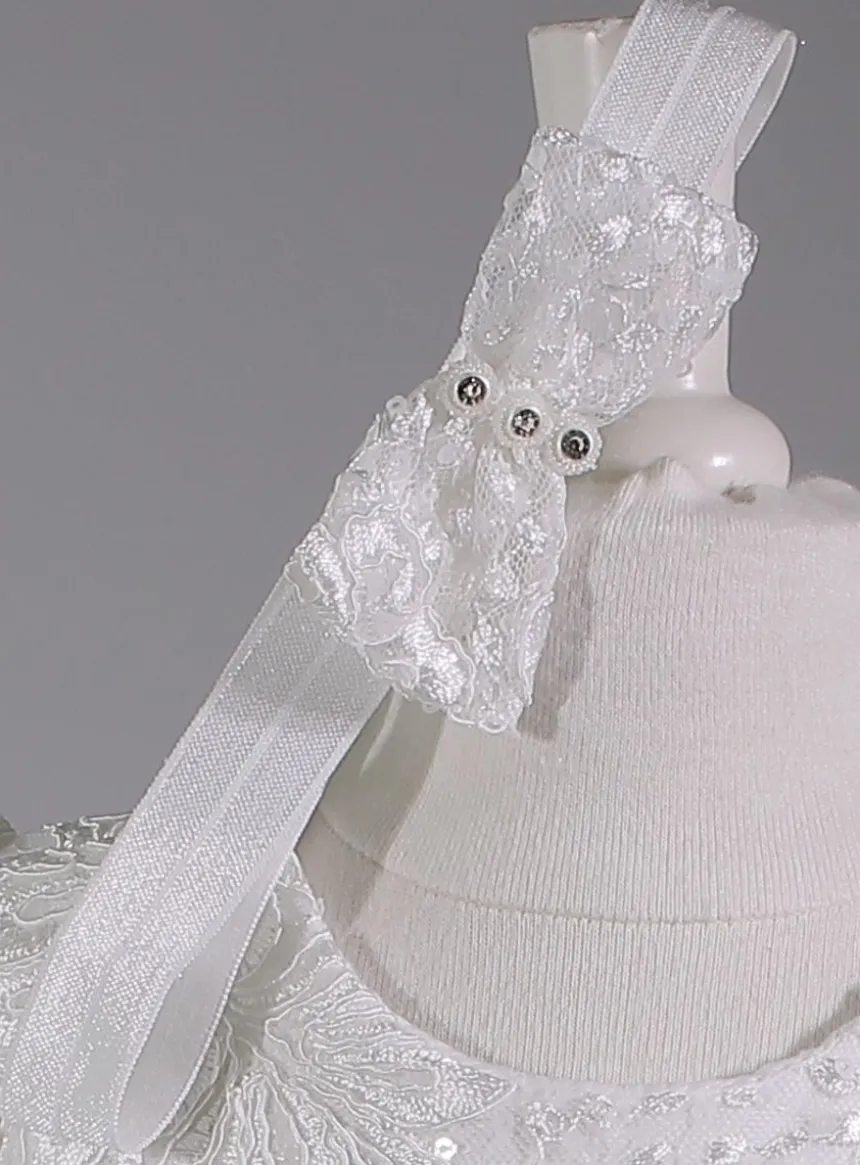 Robe cérémonie petite fille dentelle paillette + bandeau