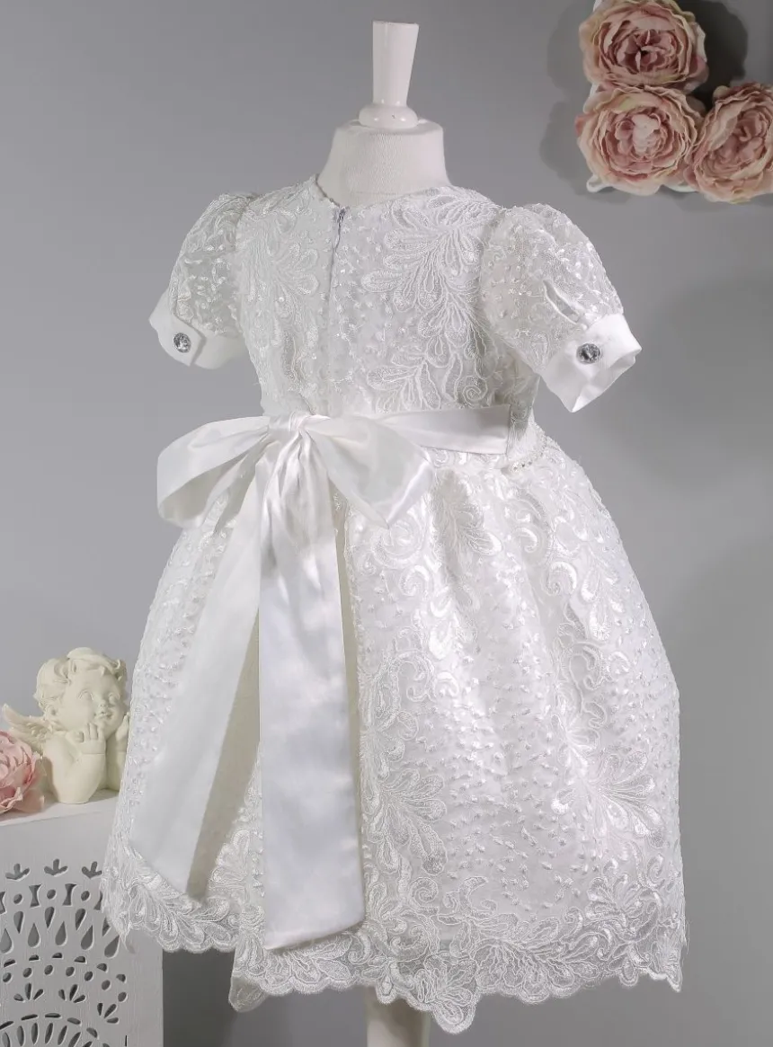 Robe cérémonie petite fille dentelle paillette + bandeau