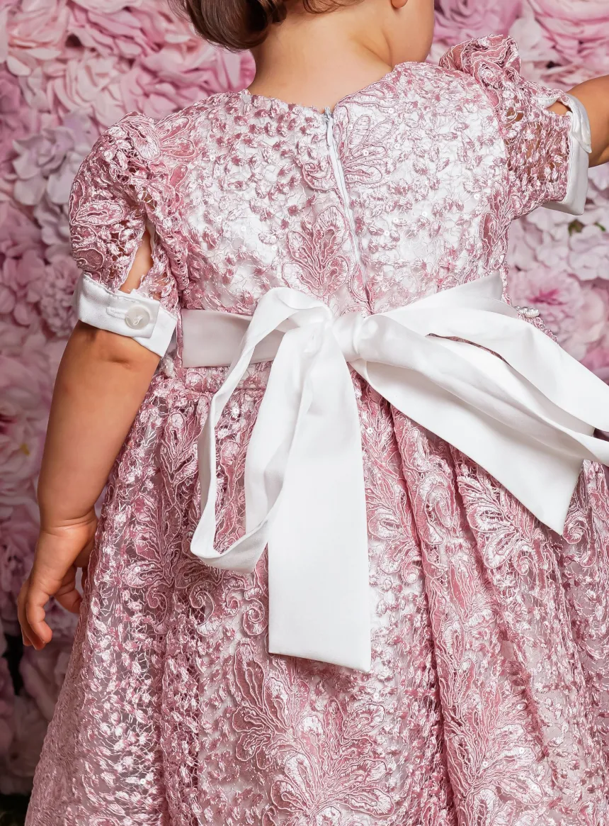 Robe cérémonie petite fille dentelle paillette + bandeau