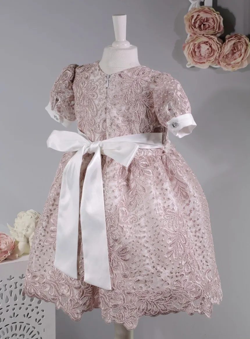 Robe cérémonie petite fille dentelle paillette + bandeau