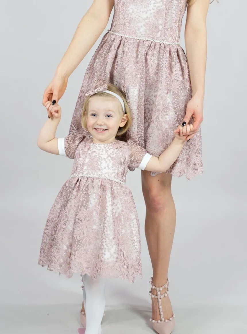 Robe cérémonie petite fille dentelle paillette + bandeau