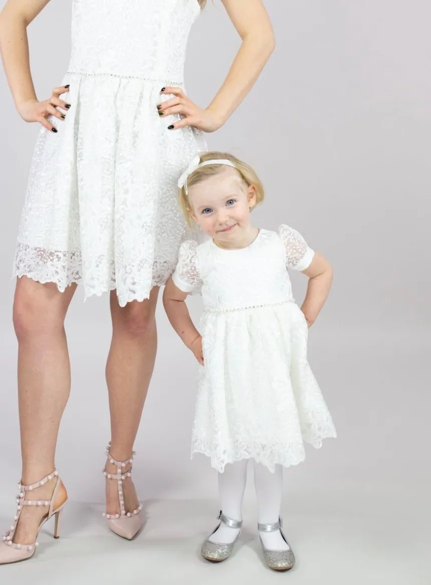 Robe cérémonie petite fille dentelle paillette + bandeau