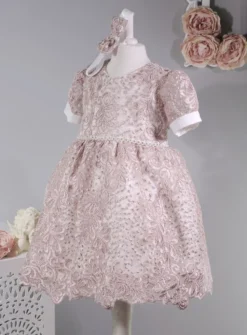 Robe cérémonie petite fille dentelle paillette + bandeau