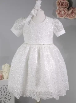 Robe cérémonie petite fille dentelle paillette + bandeau