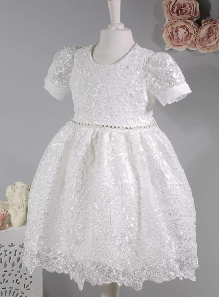 Robe cérémonie petite fille dentelle paillette + bandeau