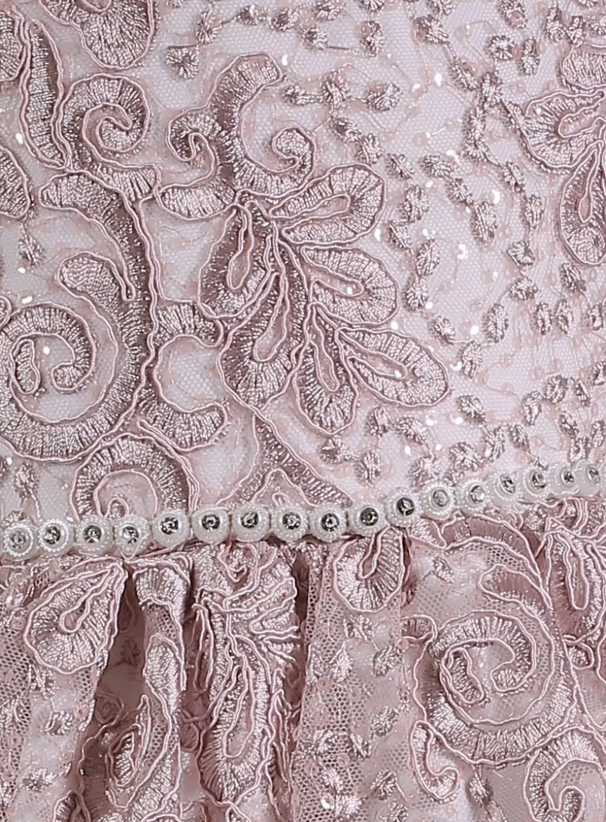 Robe cérémonie petite fille dentelle paillette + bandeau