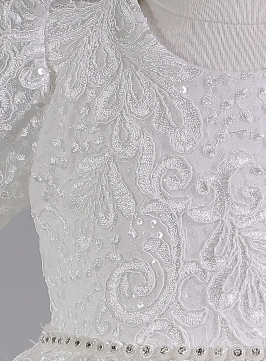 Robe cérémonie petite fille dentelle paillette + bandeau