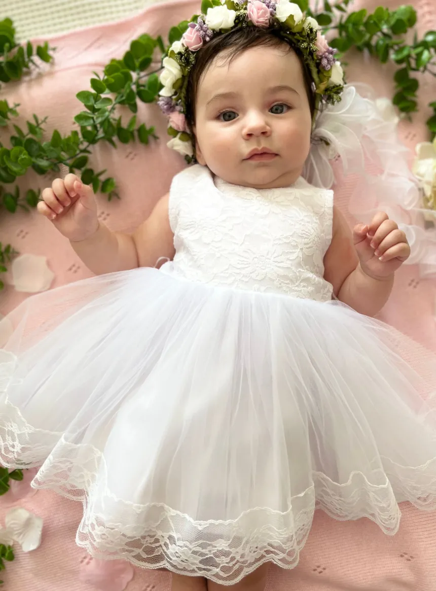 Robe cérémonie petit fille Mina dentelle - Gamme Luxe