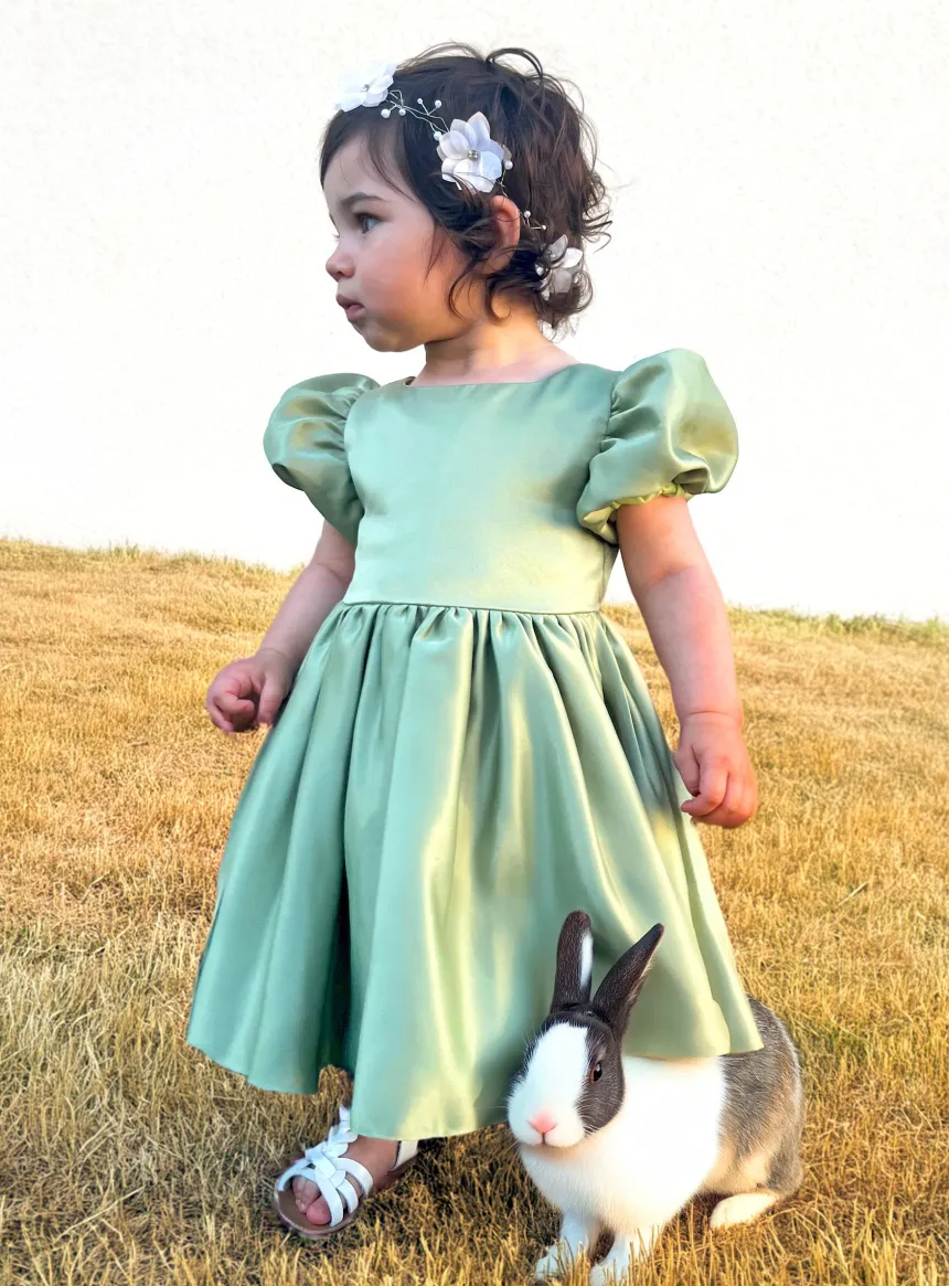Robe cérémonie pour petite fille satin